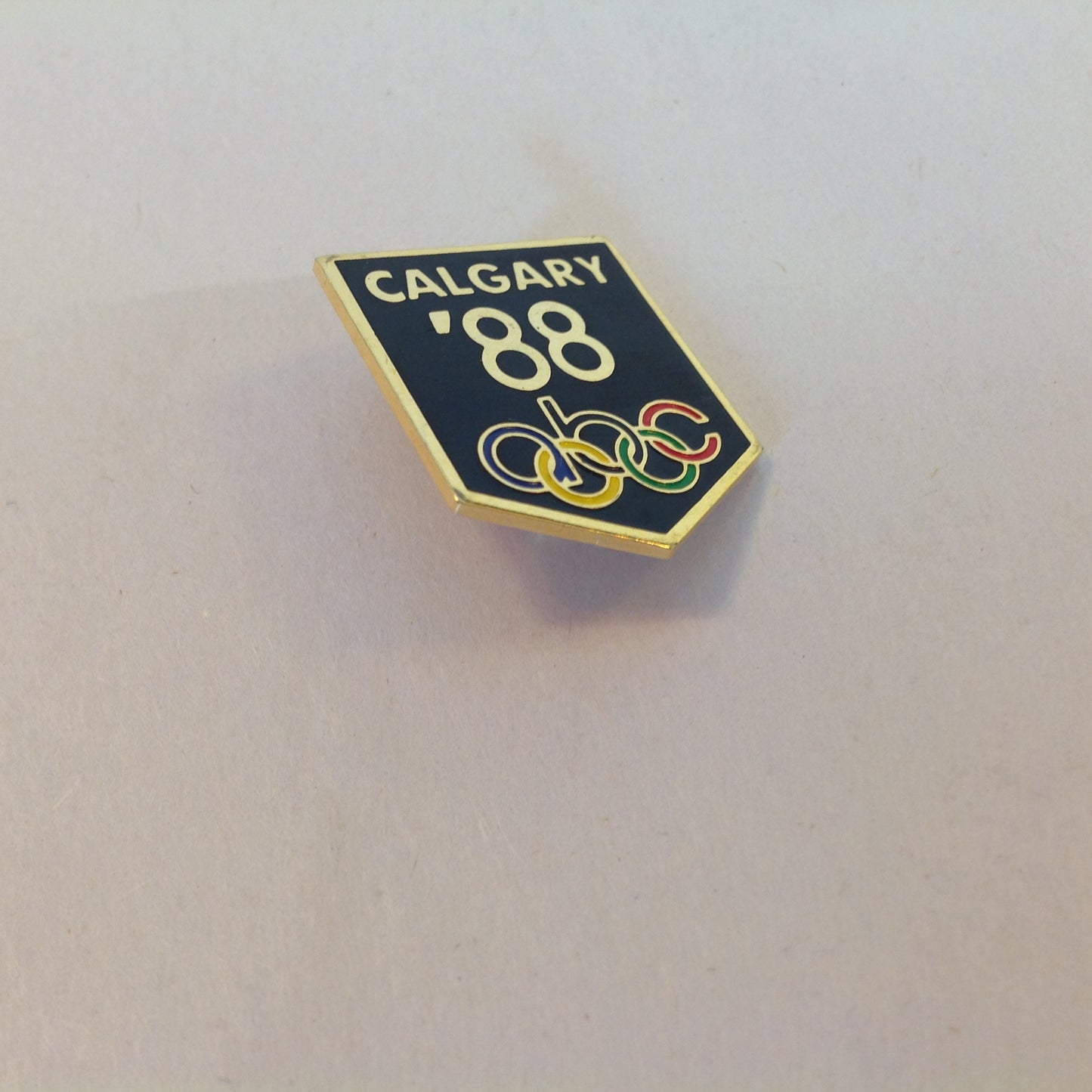 Vintage ABC Calgary 1988 XV Olympic Winter Games 88 Black Shield Promotional Pin