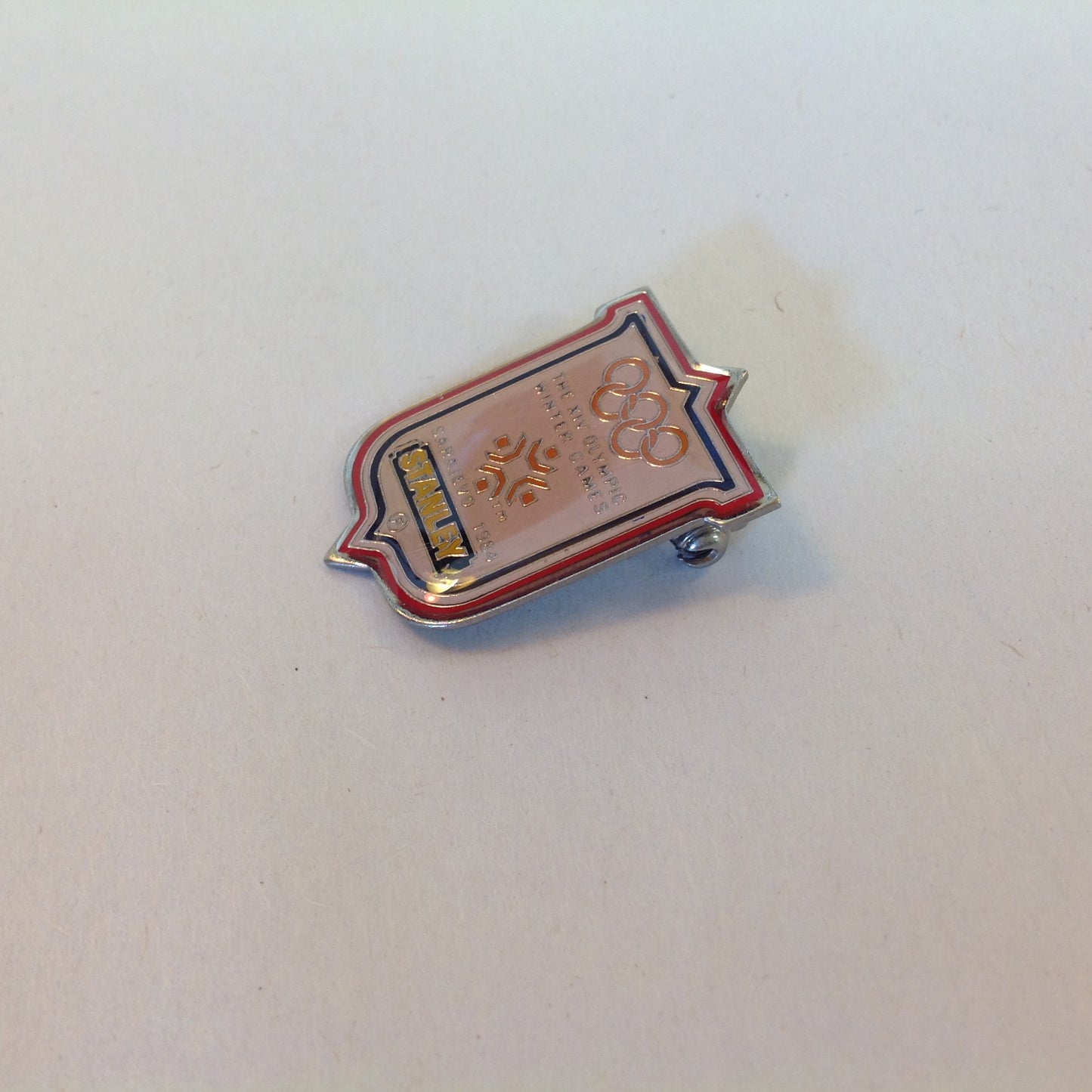 Vintage Stanley XIV Olympic Winter Games Sarajevo 1984 Promotional Pin Brooch