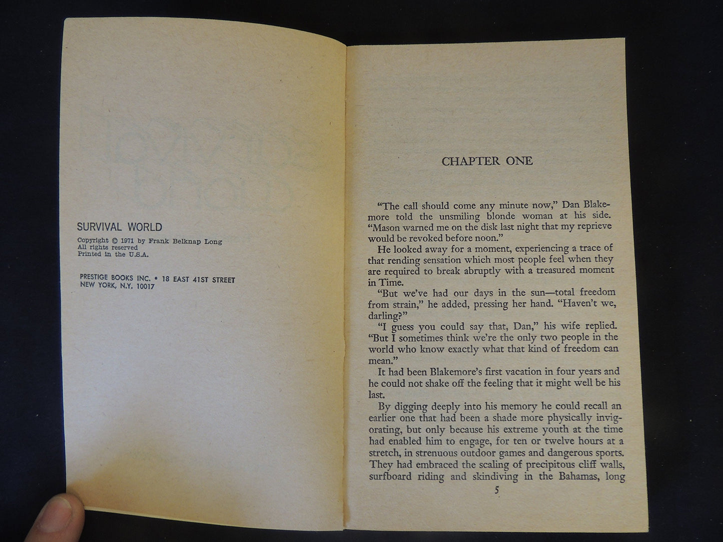 Vintage 1971 Mass Market Paperback Survival World Frank Belknap Long Prestige/Magnum Books First Edition
