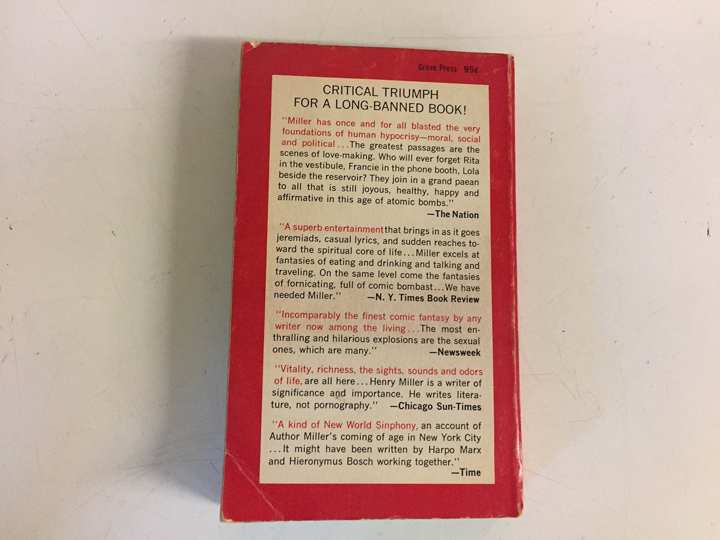 Vintage 1961 Mass Market Paperback Tropic of Capricorn Henry Miller Grove Press First Edition
