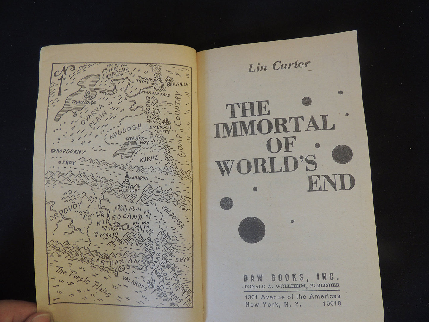 Vintage 1976 Mass Market Paperback The Immortal Of World's End: The Third Book of the Gondwane Epic Lin Carter DAW First Printing