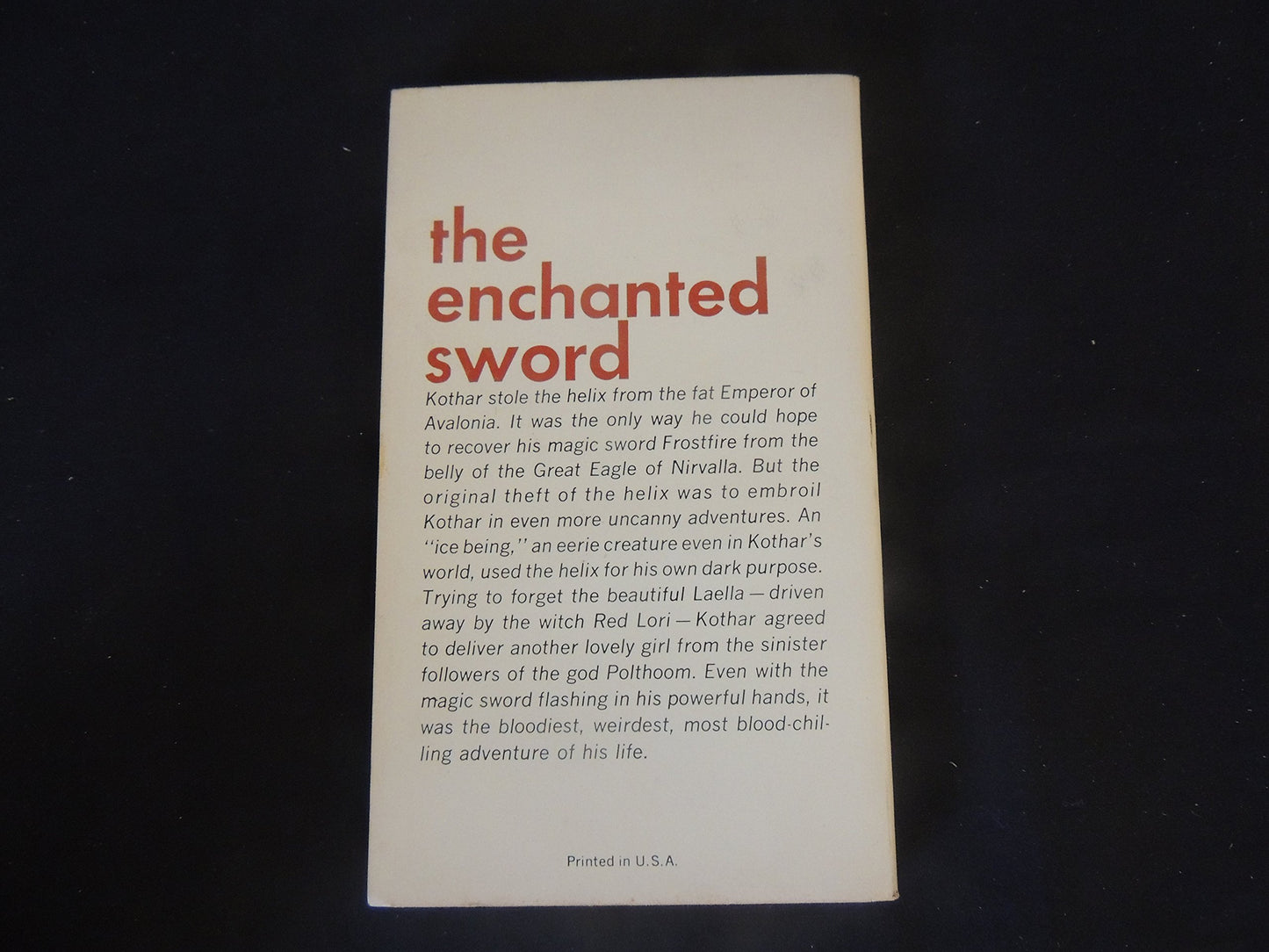 Vintage 1969 Mass Market Paperback Kothar of the Magic Sword Gardner F Fox Unibook