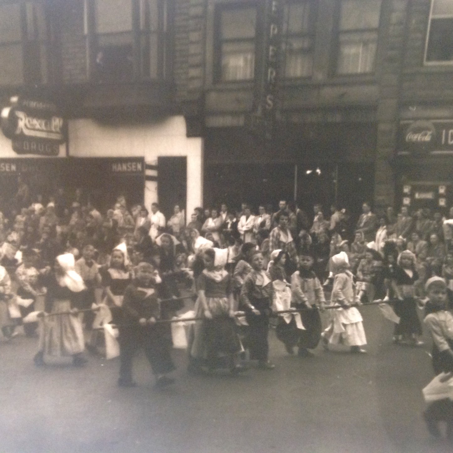Vintage Mid Century B&W Photo Holland Michigan Tulip Festival March of the Little Dutch Children