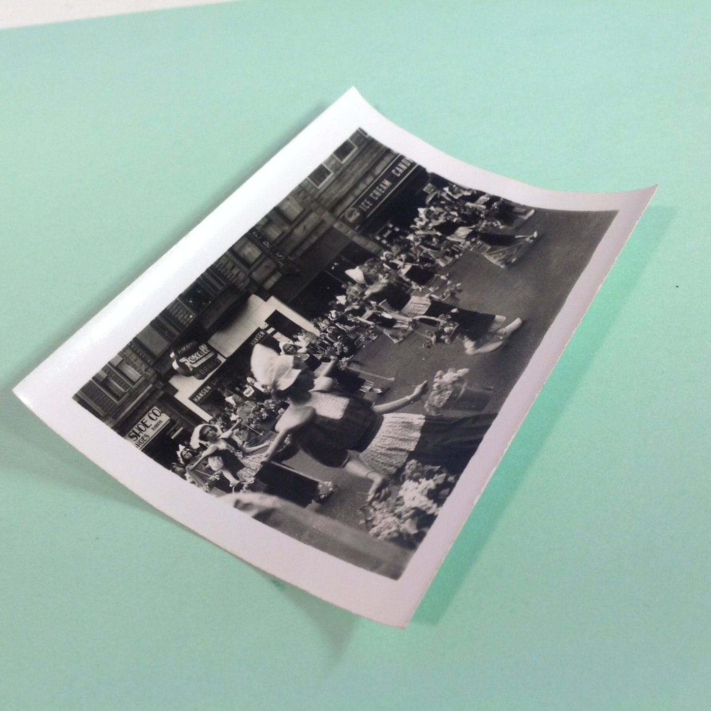 Vintage Mid Century B&W Photo Holland Michigan Tulip Festival Paraders Dutch Buckets Full of Flowers