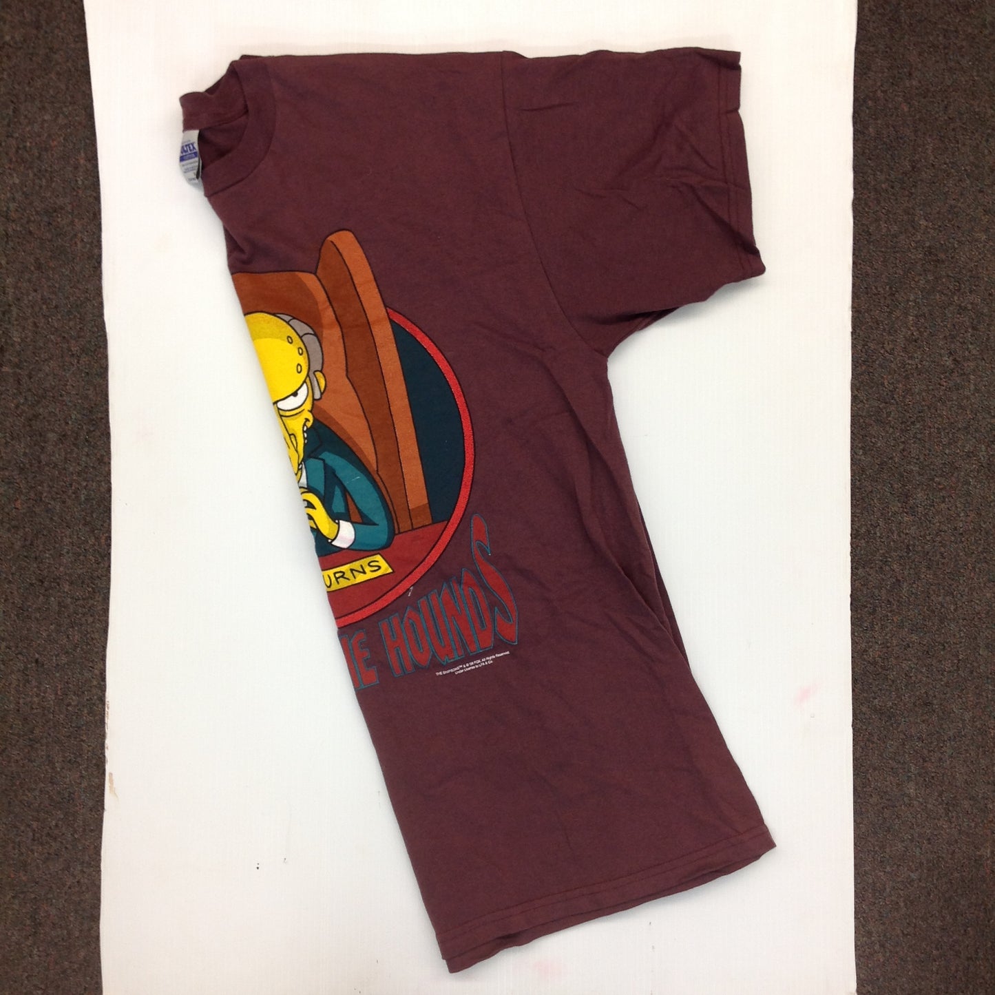 Vintage 1999 Tultex The Simpsons Mr. Burns Release the Hounds XL Brown T-Shirt