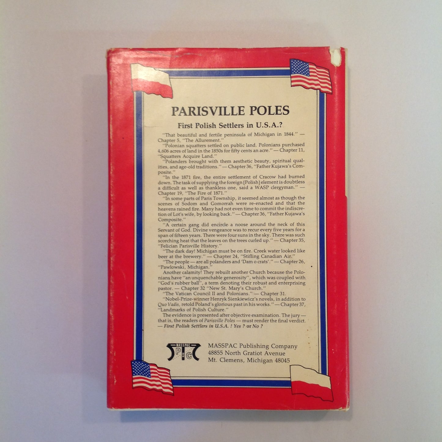 Vintage 1977 Hardcover First Edition PARISVILLE POLES: First Polish Settlers in USA? Michigan History