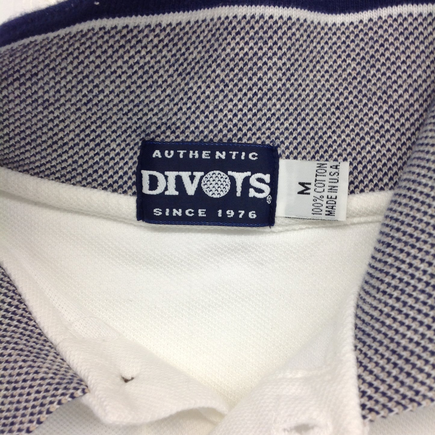 Vintage 1996 Authentic Divots White Cotton Men's Medium Souvenir United Airlines Hawaiian Open Golf Shirt