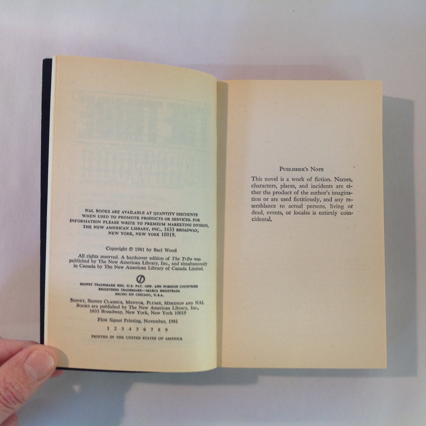 Vintage 1981 Mass Market Paperback THE TRIBE Bari Wood First Printing