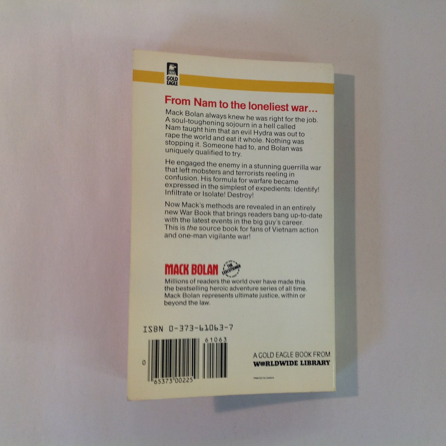 Vintage 1984 Mass Market Paperback Don Pendleton's Executioner MACK BOLAN: THE NEW WAR BOOK