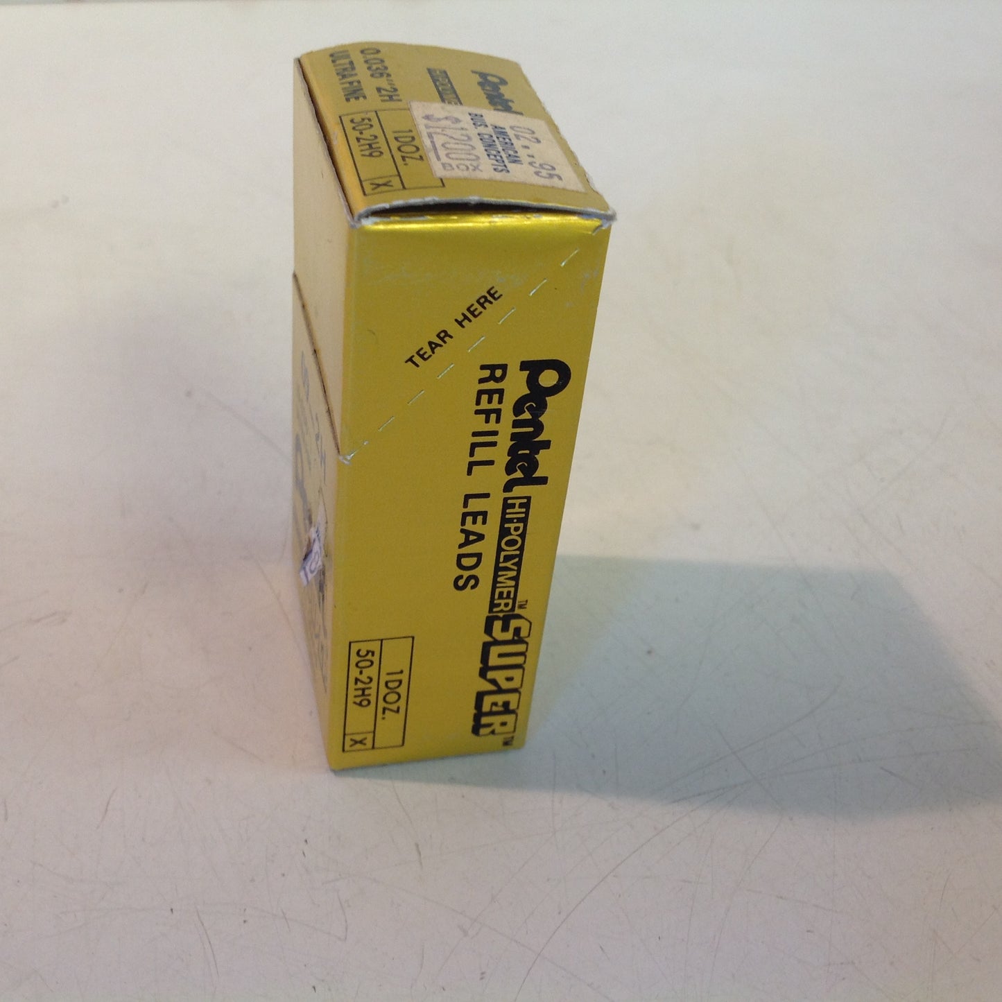 Vintage 1990's Pentel Mechanical Pencil NOS Refill Hi-Polymer Super Thick 0.9mm Lead "2H" Box of 12 Tubes of 15