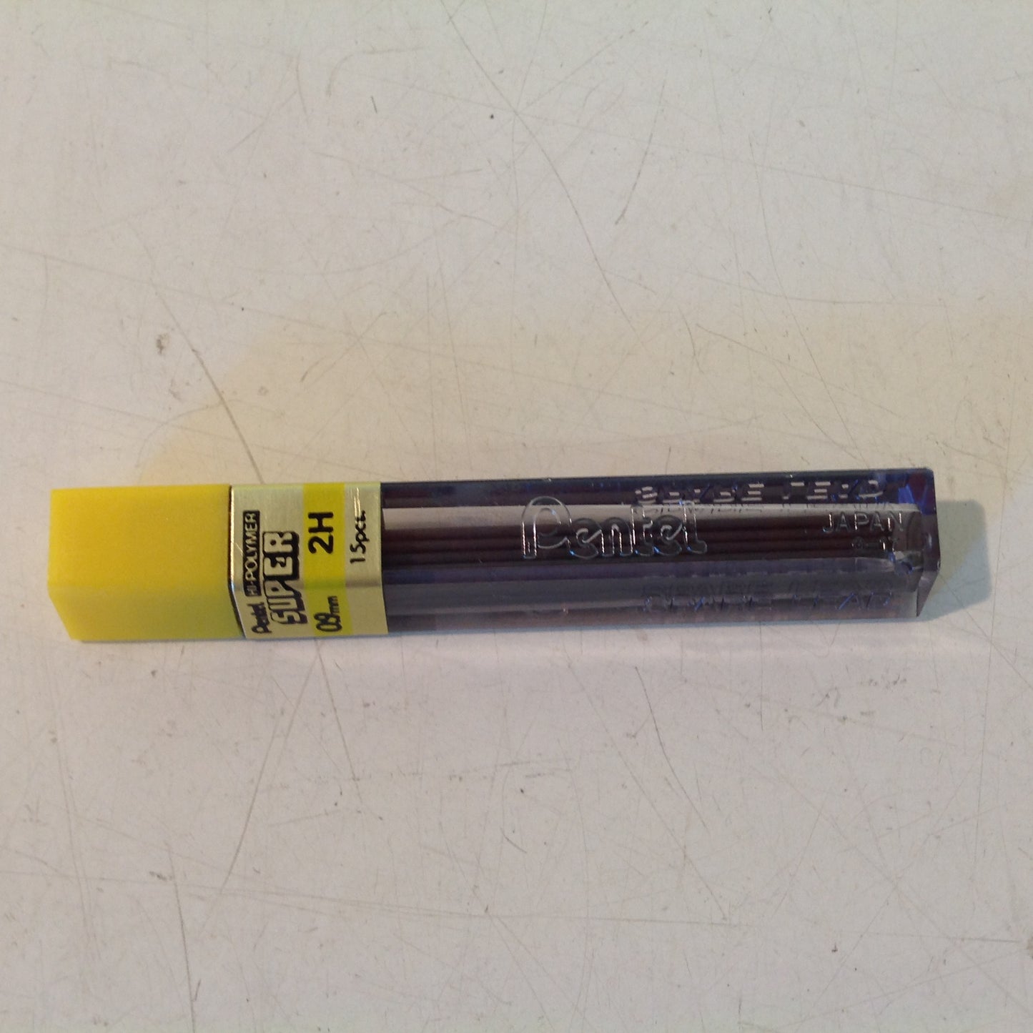 Vintage 1990's Pentel Mechanical Pencil NOS Refill Hi-Polymer Super Thick 0.9mm Lead "2H" Box of 12 Tubes of 15
