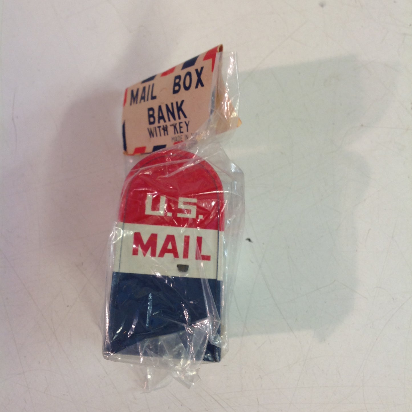 Vintage Japan Tin United States Mailbox Bank with Key