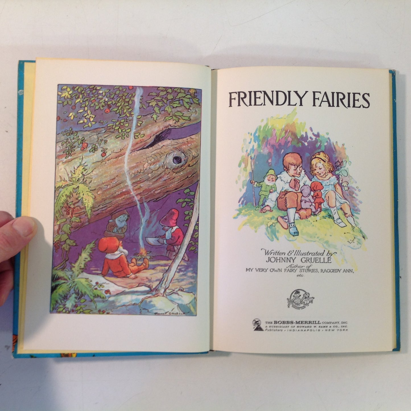 Vintage 1960 Bobbs-Merrill Hardcover Book Raggedy Ann and Raggedy Andy's Friendly Fairies by Johnny Gruelle