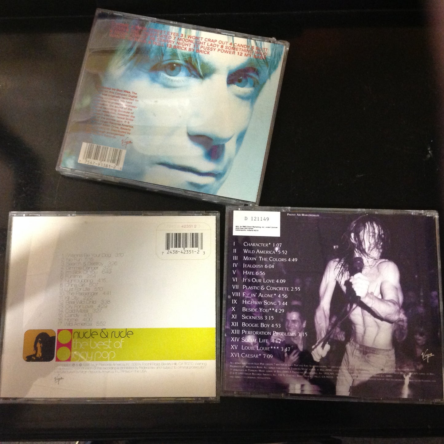 Bargain SET of 3 CD's Iggy Pop American Caesar Brick By Brick Nude & Rude Best Of D121149 91381-2 724384235123