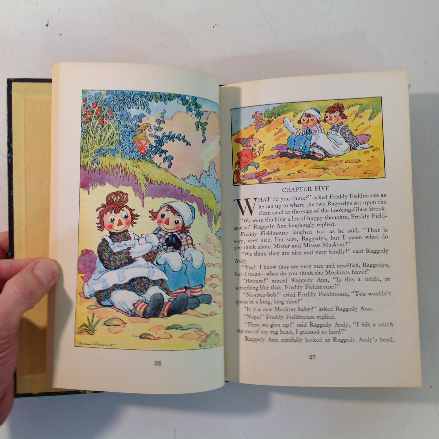 Vintage 1961 Bobbs-Merrill Hardcover Book Raggedy Ann's Wishing Pebble by Johnny Gruelle