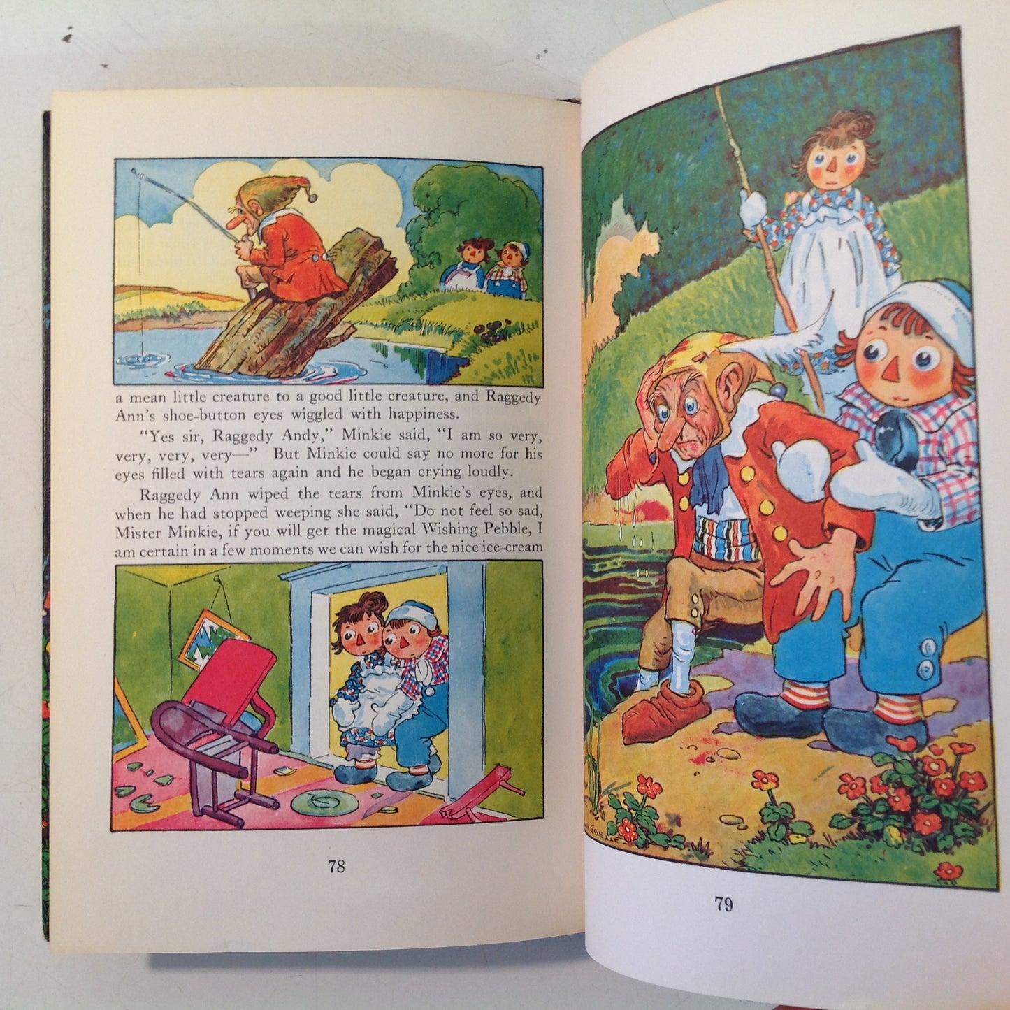 Vintage 1961 Bobbs-Merrill Hardcover Book Raggedy Ann's Wishing Pebble by Johnny Gruelle