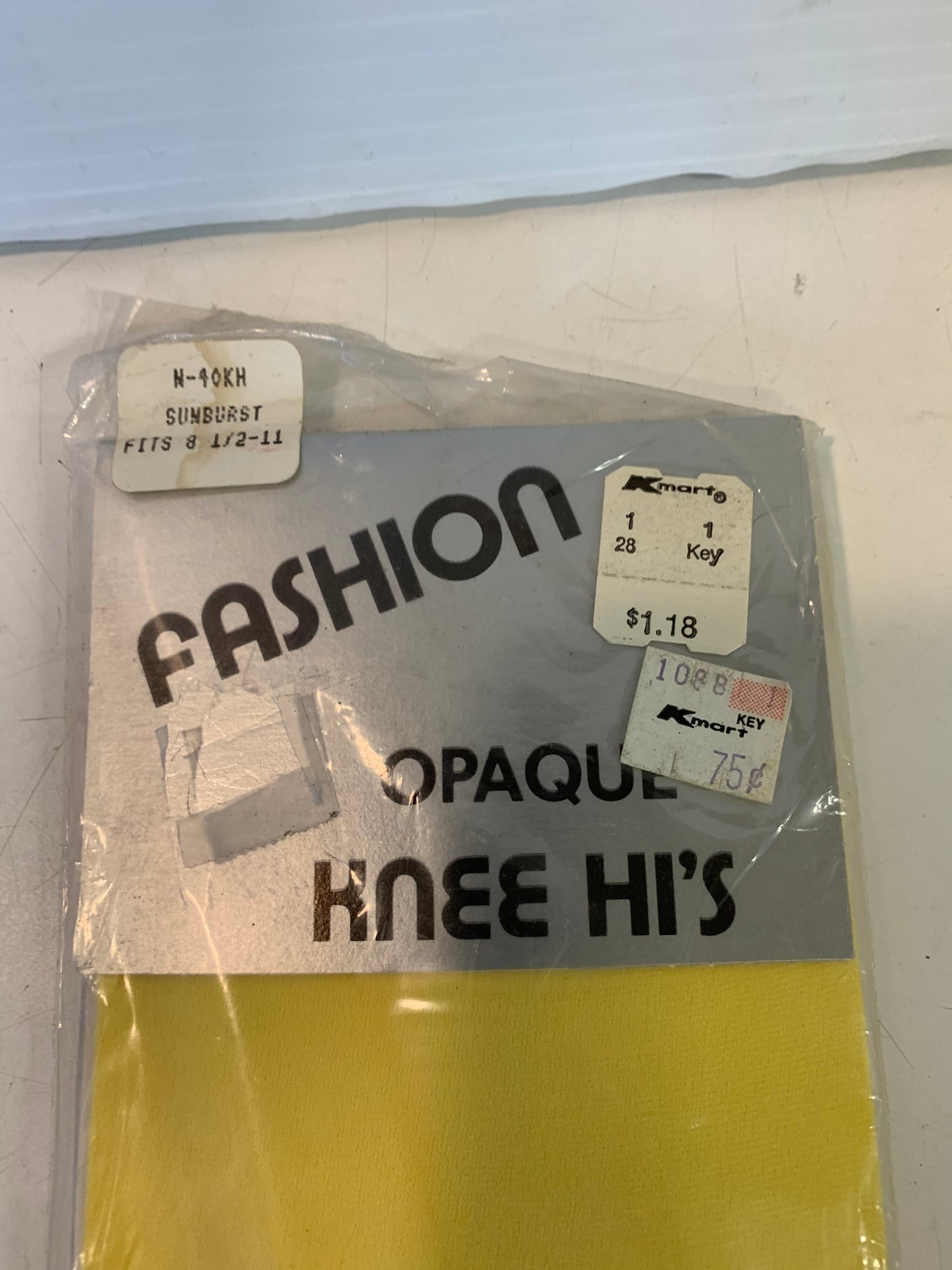 Vintage K-Mart Fashion Opaque Knee Hi's Women's Golden Yellow Size 8 1/2-11 100& Nylon