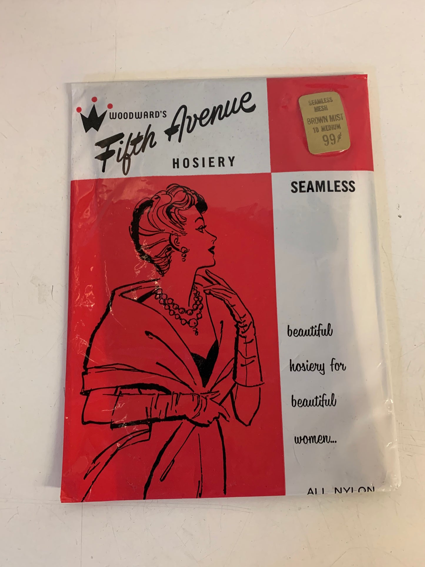 Vintage NOS Woodward's Fifth Avenue Hosiery Seamless 100% Nylon Brown Mist Size Medium Women's Hosiery