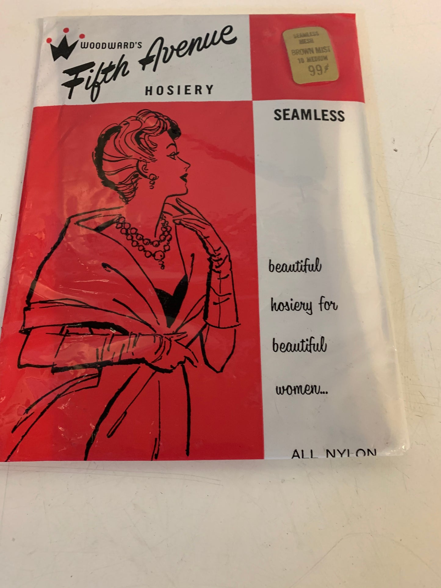 Vintage NOS Woodward's Fifth Avenue Hosiery Seamless 100% Nylon Brown Mist Size Medium Women's Hosiery