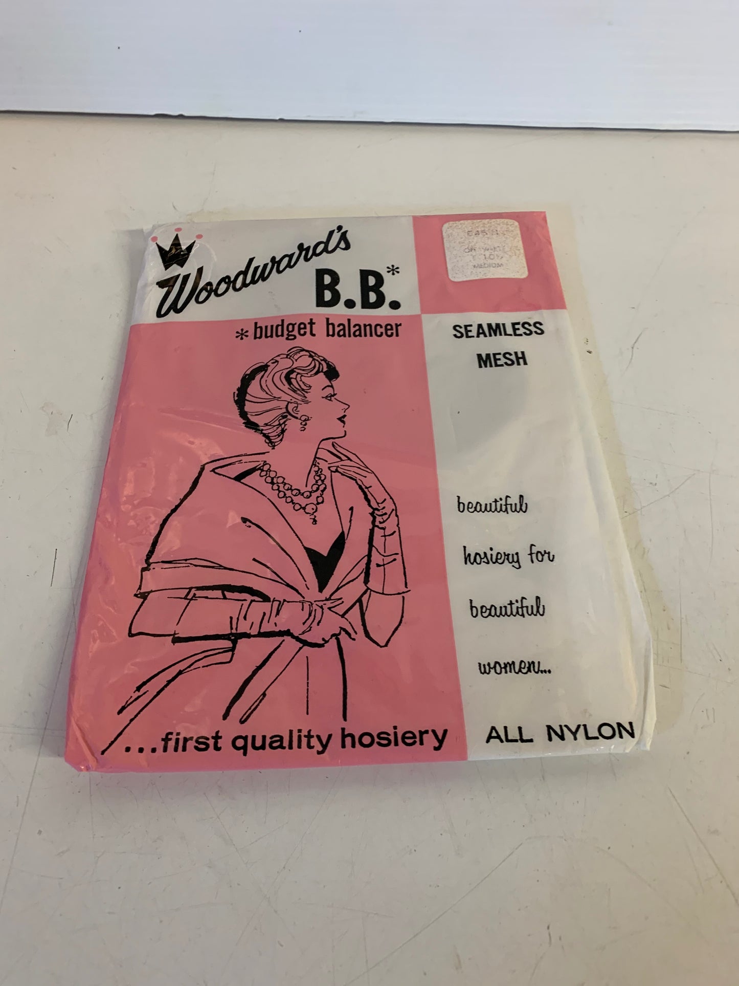 Vintage Woodward's Budget Balancer Seamless Mesh Women's Medium Off White 100% Nylon Hosiery NOS