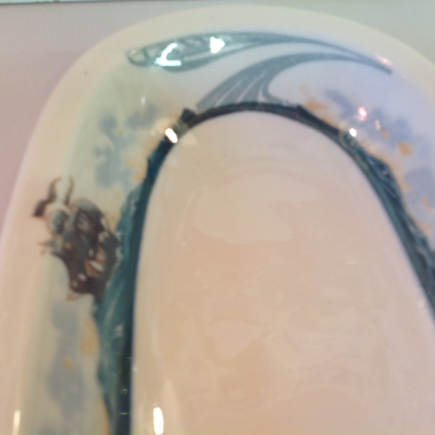 Vintage Detroit Yacht Club Restaurant Ware Sailing Galleon Ship Pattern Celery Dish