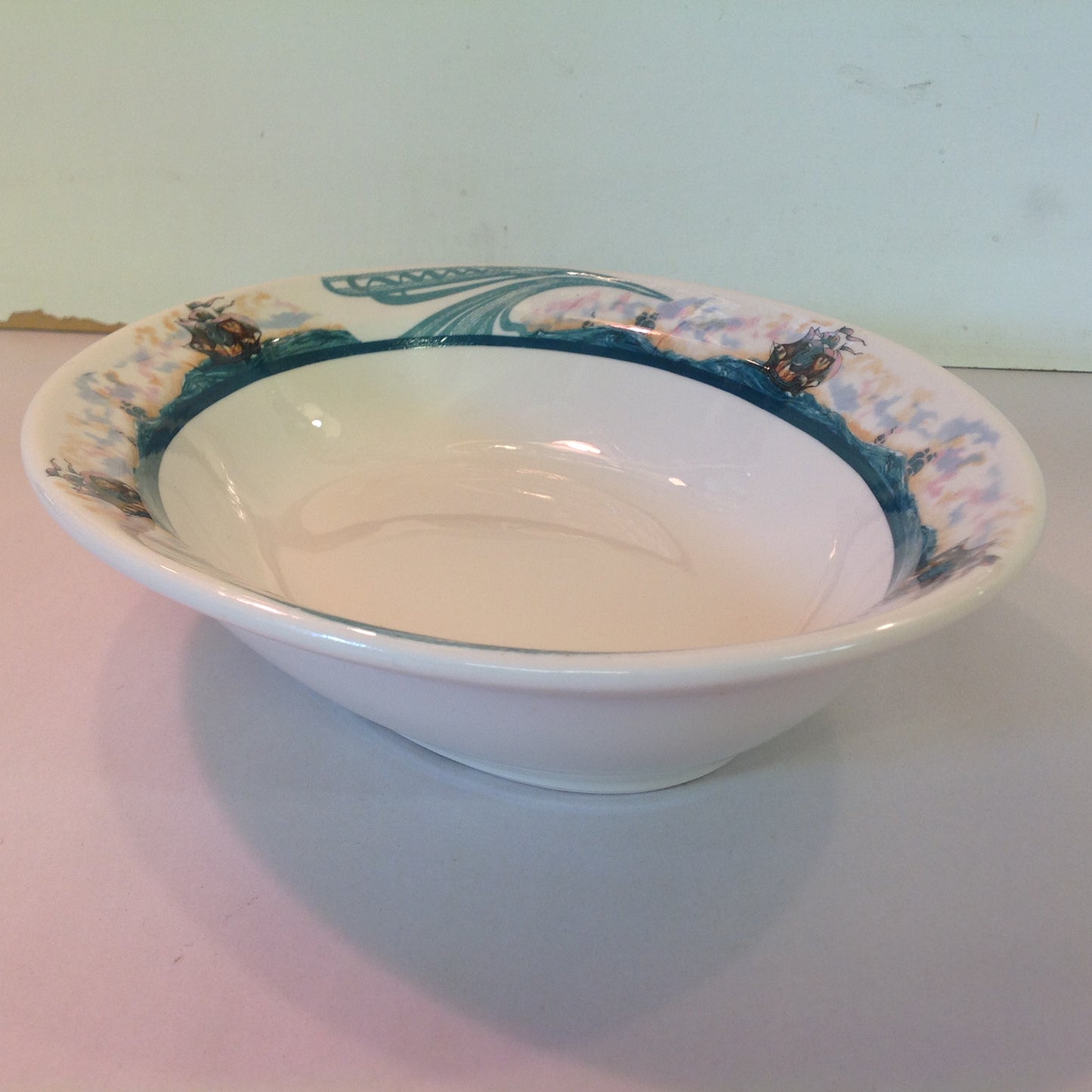 Vintage Detroit Yacht Club Restaurant Ware Sailing Galleon Ship Pattern Oval Vegetable Dish