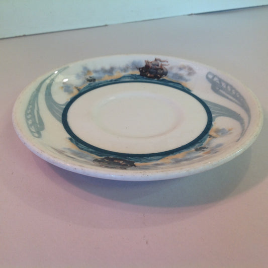 Vintage Detroit Yacht Club Restaurant Ware Sailing Galleon Ship Pattern Saucer