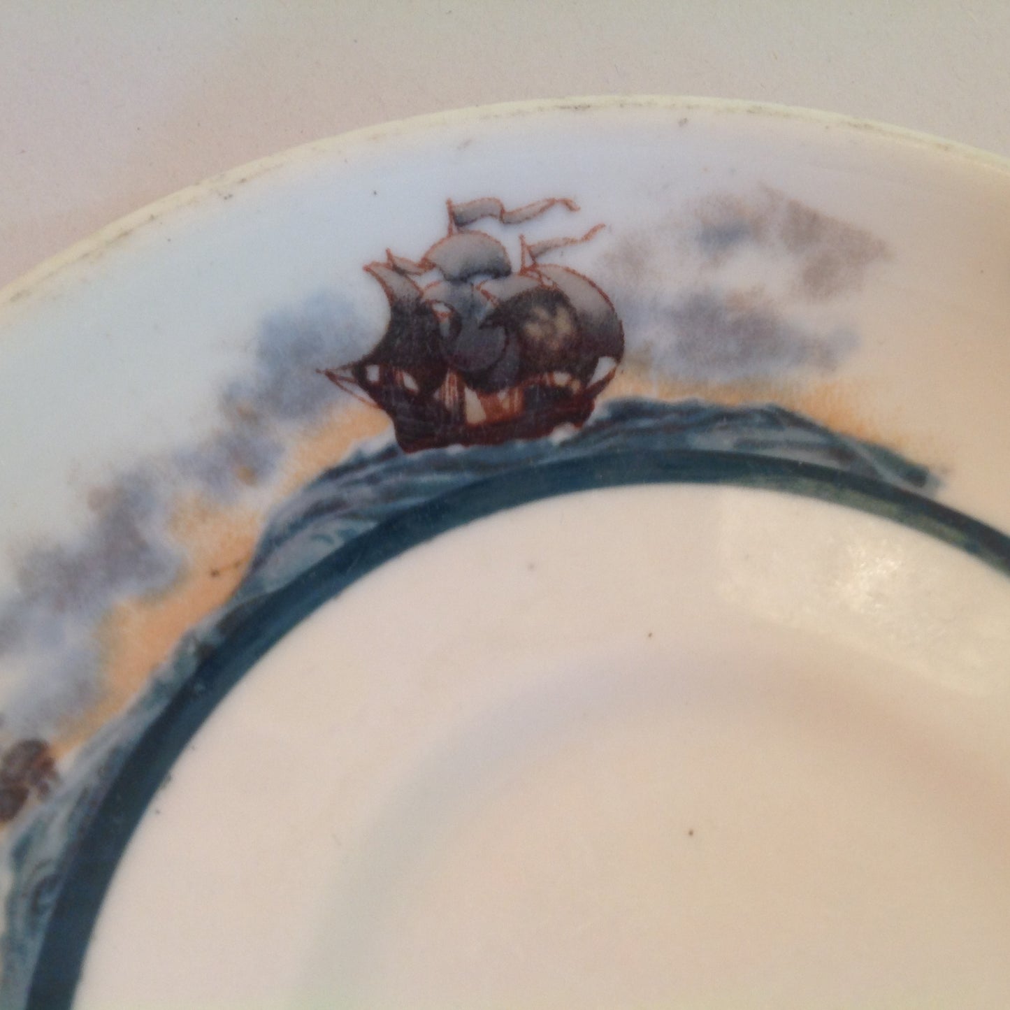 Vintage Detroit Yacht Club Restaurant Ware Sailing Galleon Ship Pattern Saucer