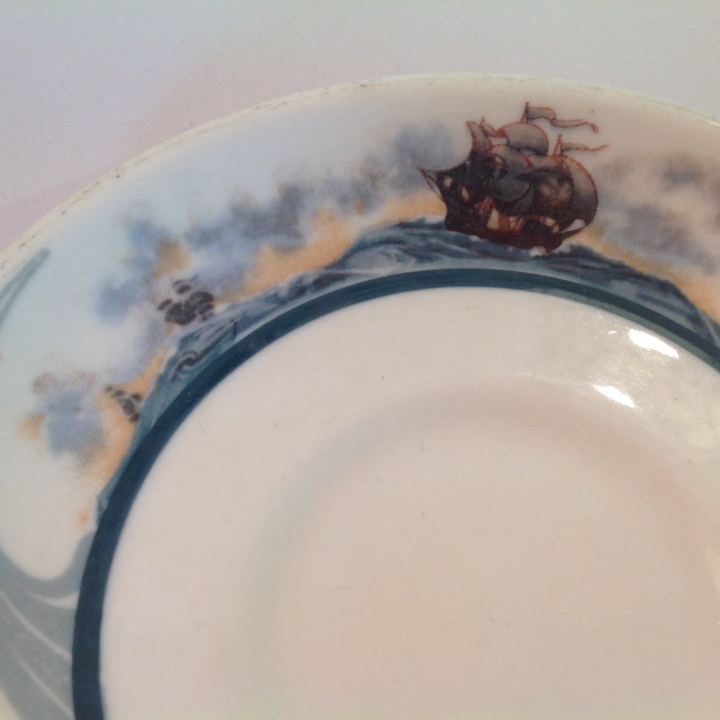 Vintage Detroit Yacht Club Restaurant Ware Sailing Galleon Ship Pattern Saucer