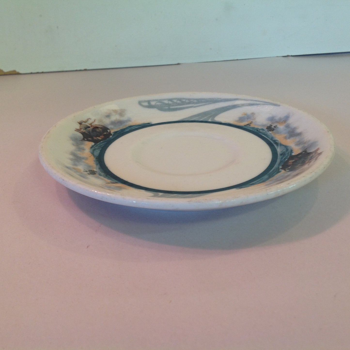 Vintage Detroit Yacht Club Restaurant Ware Sailing Galleon Ship Pattern Saucer