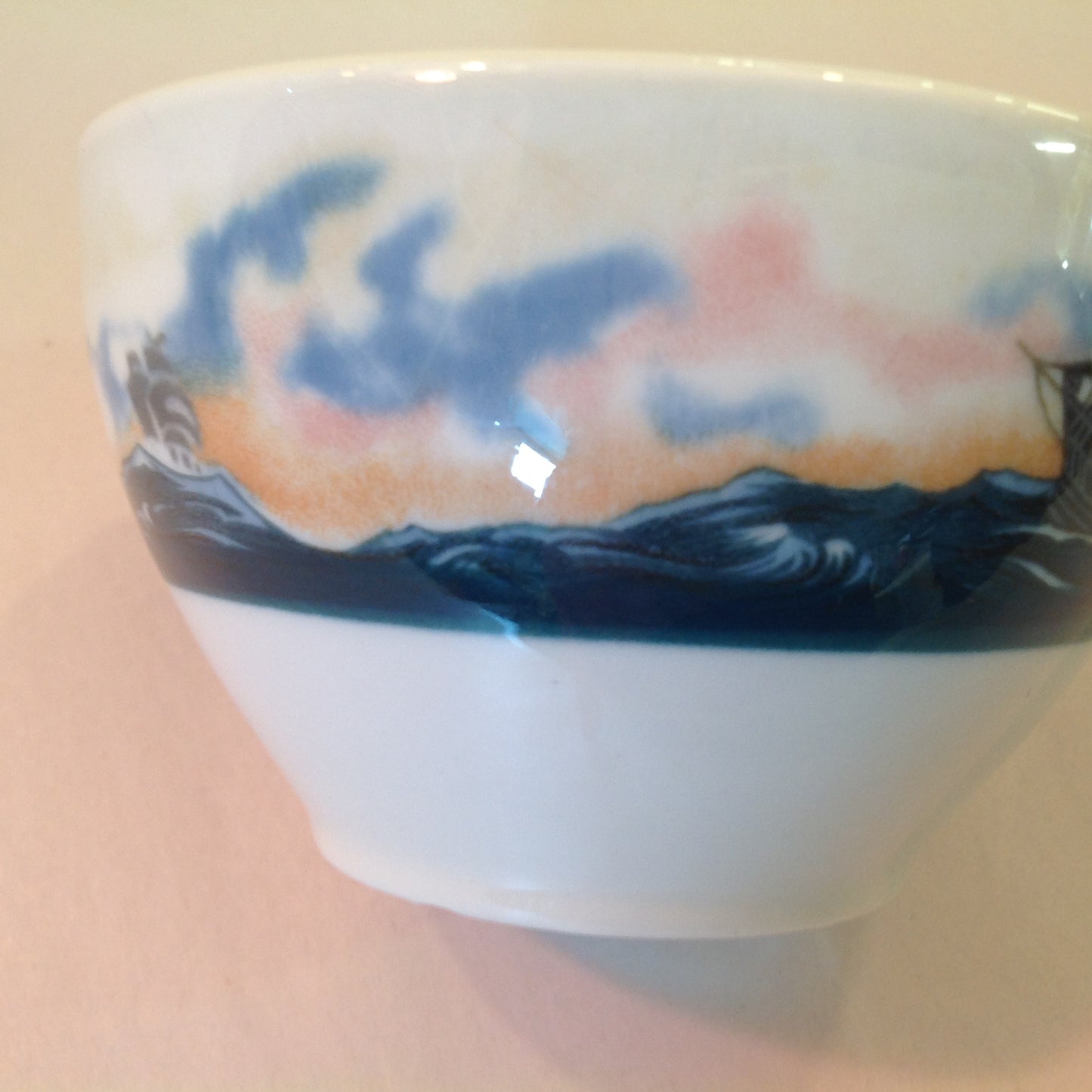 Vintage Detroit Yacht Club Restaurant Ware Sailing Galleon Ship Pattern Cup