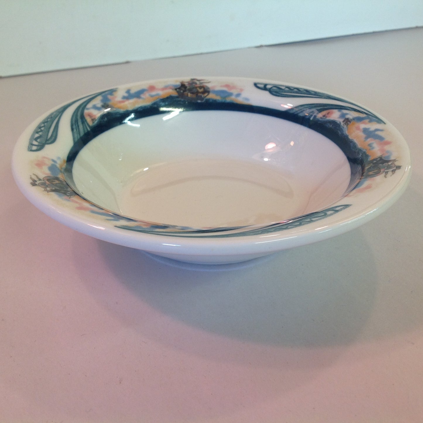 Vintage Detroit Yacht Club Restaurant Ware Sailing Galleon Ship Pattern Soup Bowl