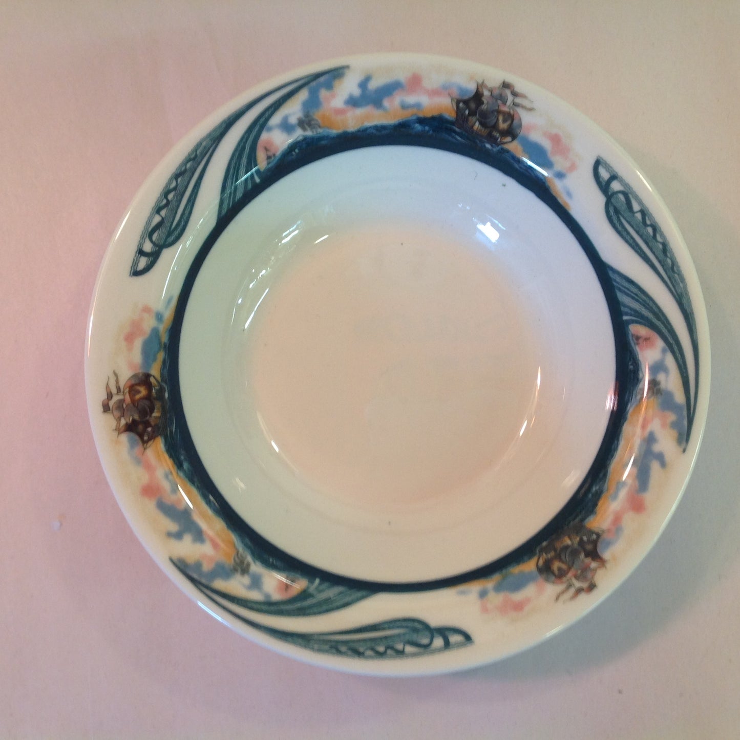 Vintage Detroit Yacht Club Restaurant Ware Sailing Galleon Ship Pattern Soup Bowl