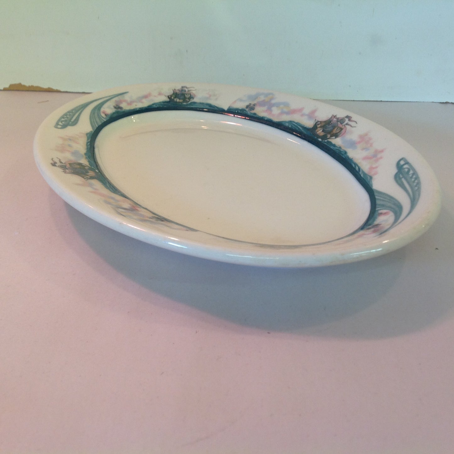 Vintage Detroit Yacht Club Restaurant Ware Sailing Galleon Ship Pattern Dinner Plate