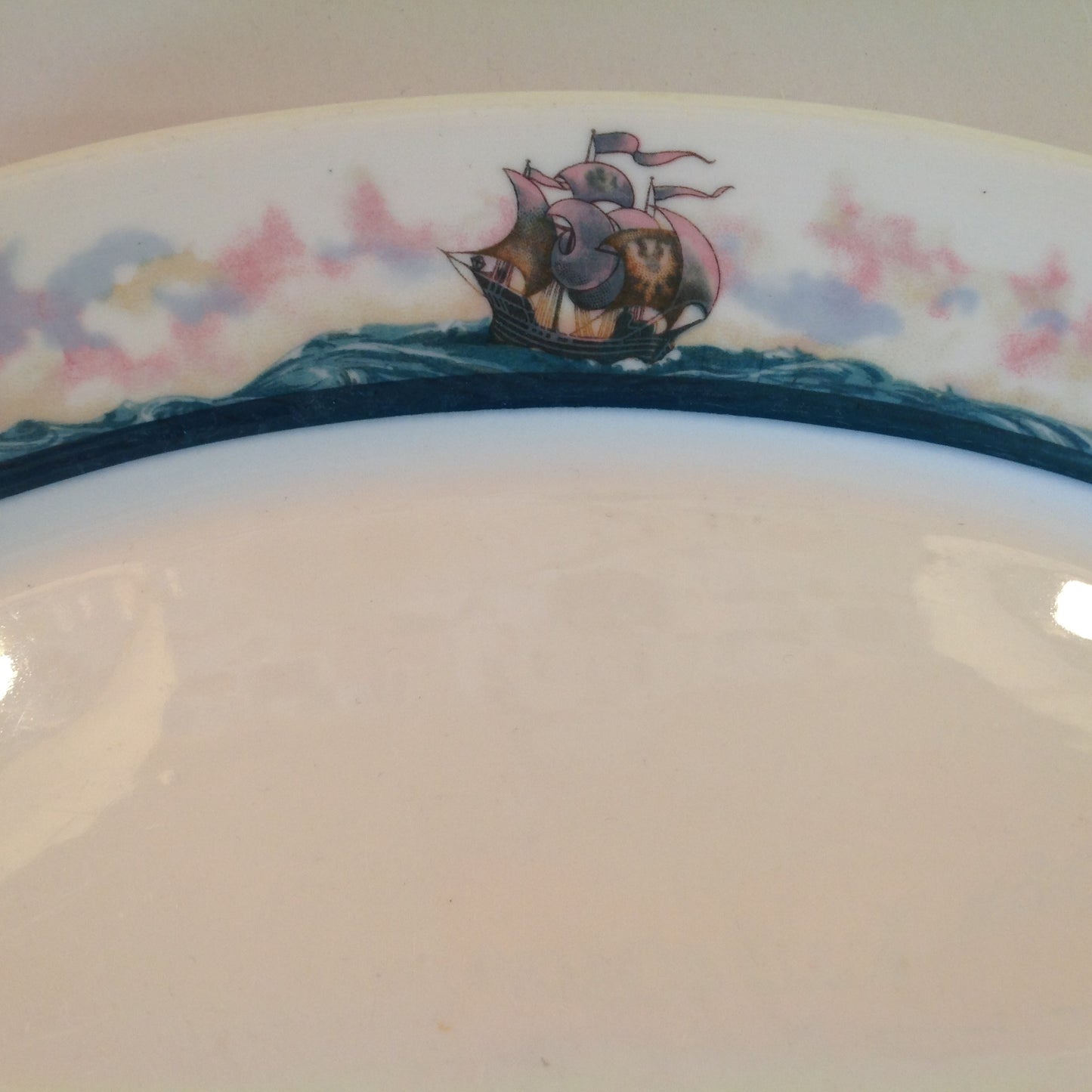 Vintage Detroit Yacht Club Restaurant Ware Sailing Galleon Ship Pattern Dinner Plate
