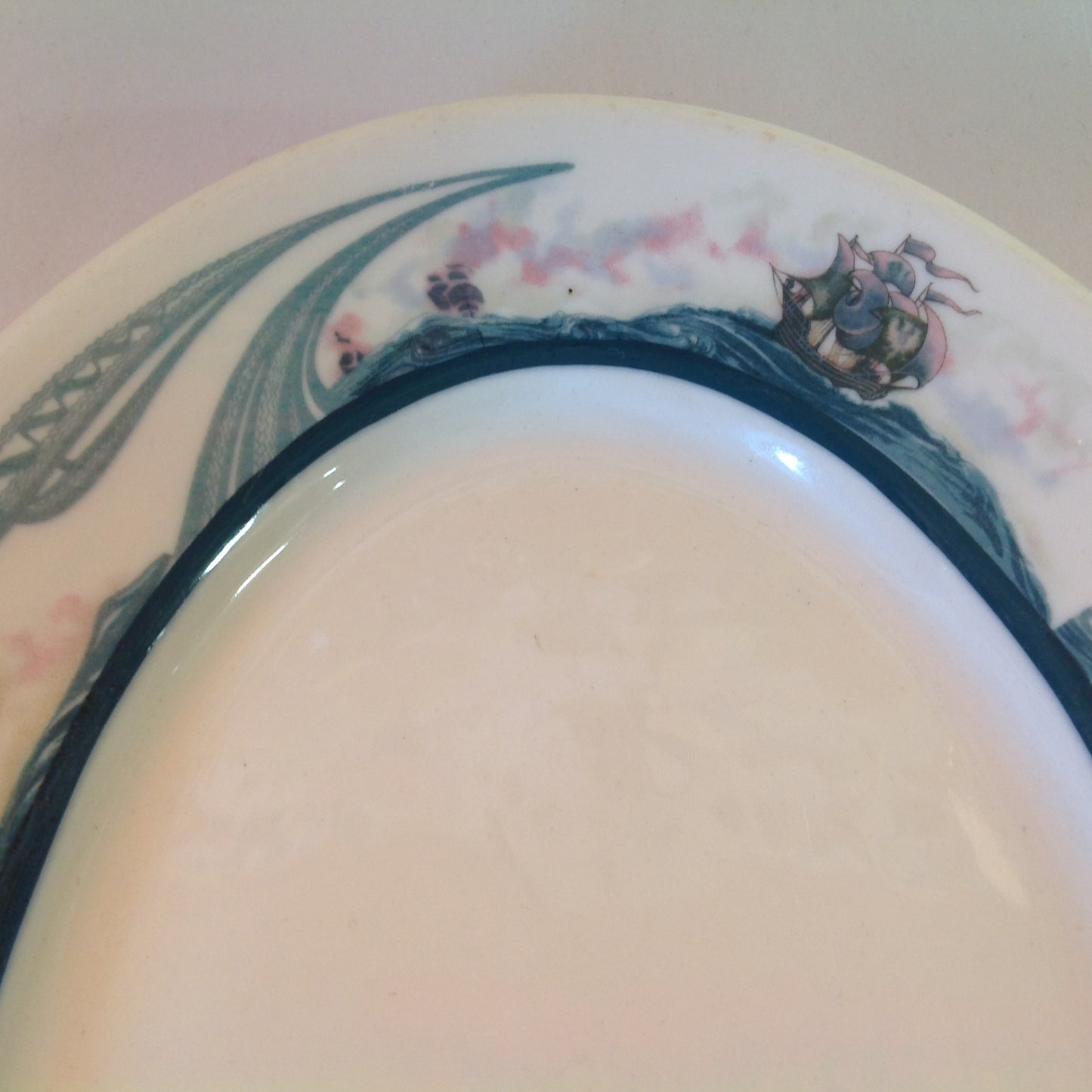 Vintage Detroit Yacht Club Restaurant Ware Sailing Galleon Ship Pattern Dinner Plate