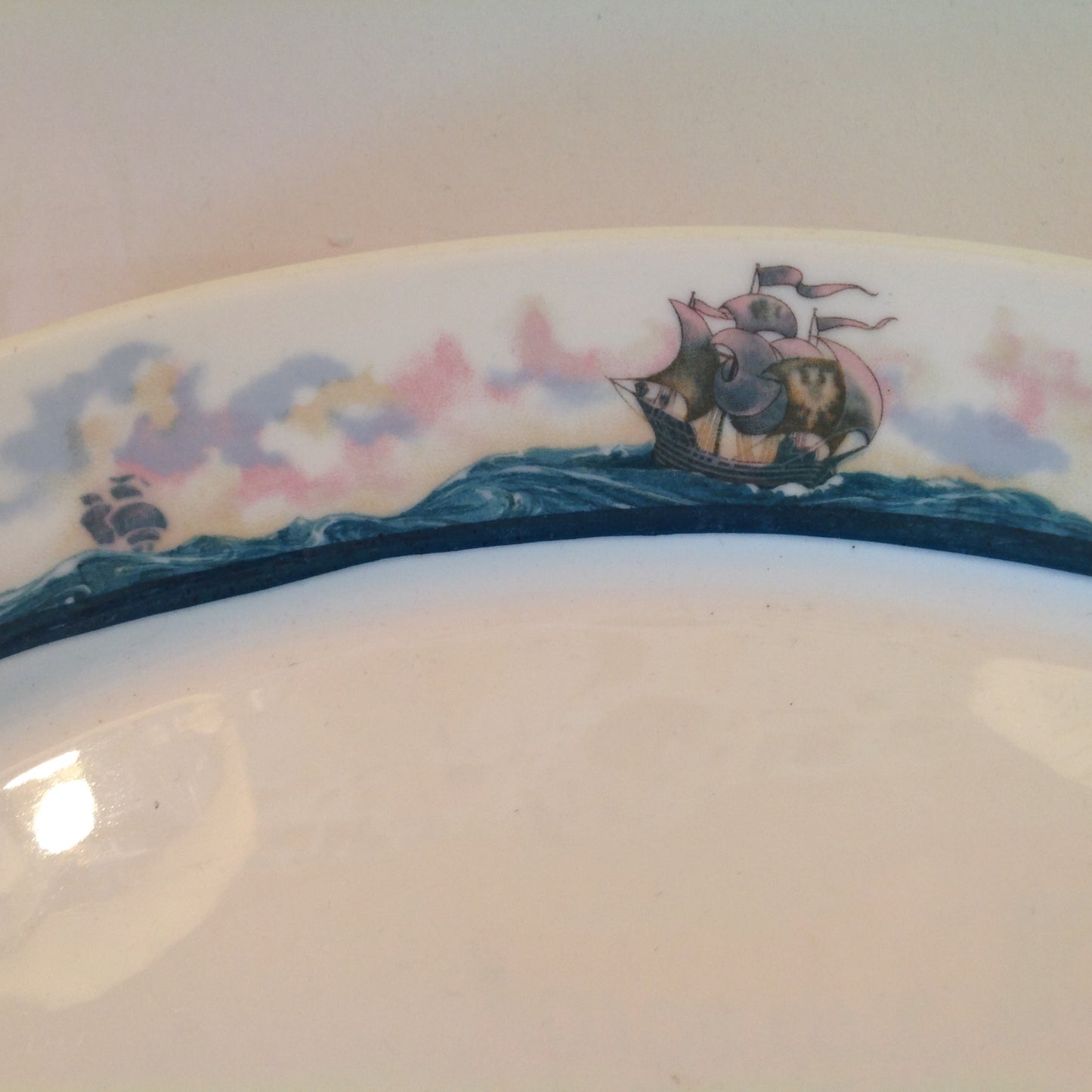 Vintage Detroit Yacht Club Restaurant Ware Sailing Galleon Ship Pattern Dinner Plate