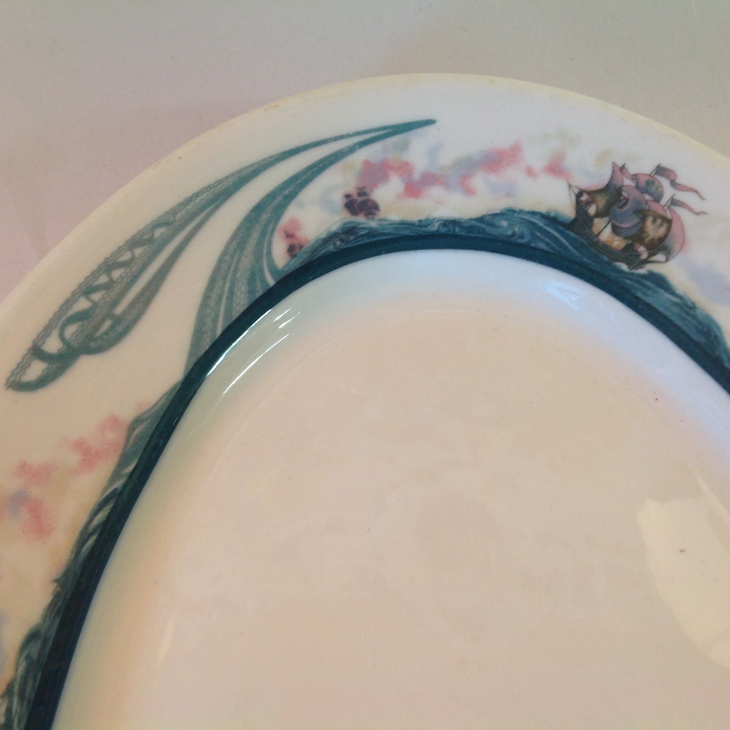 Vintage Detroit Yacht Club Restaurant Ware Sailing Galleon Ship Pattern Dinner Plate