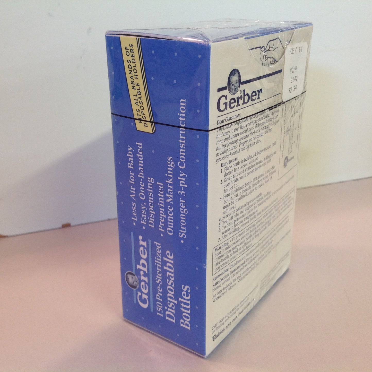 Vintage 1992 NOS Gerber 150 Pre-Sterilized 8 Fl Oz Disposable Bottles Sealed