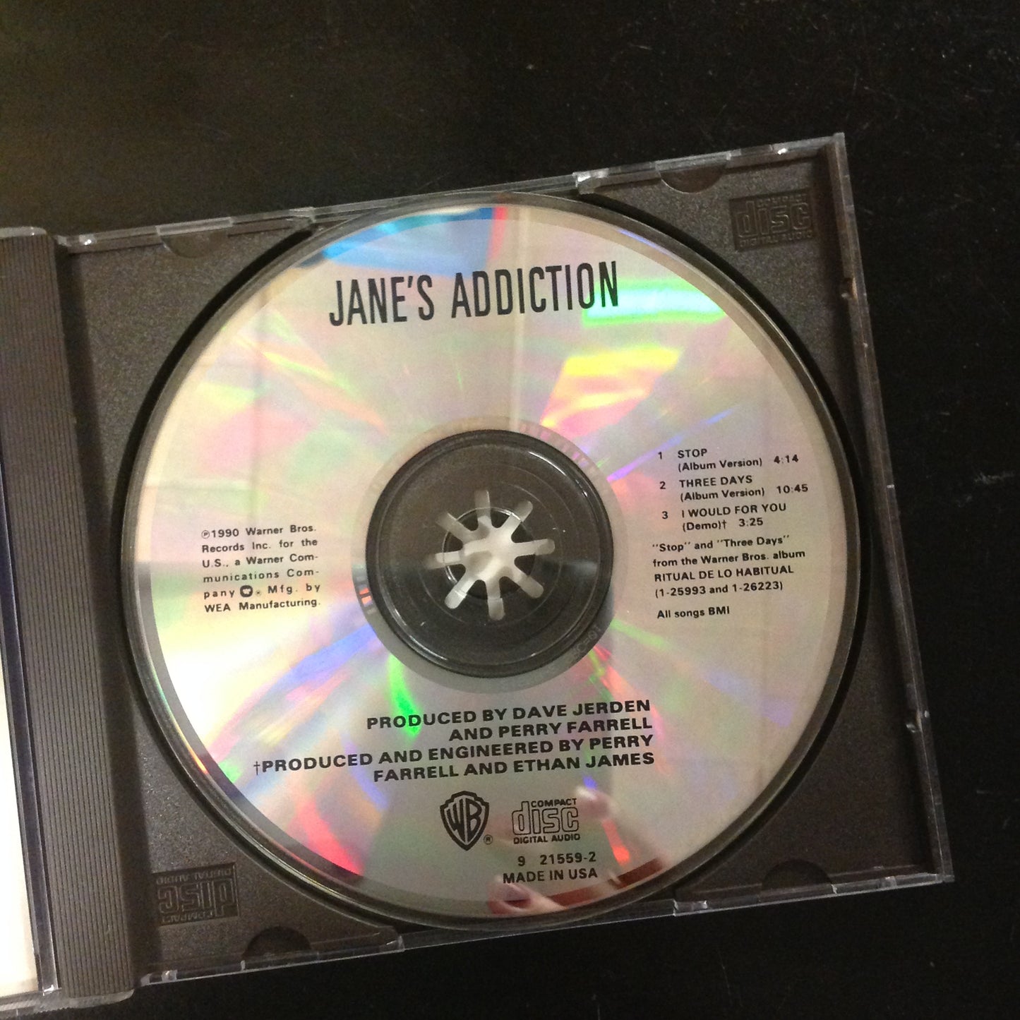 Jane's Addiction - Single Three Days / Stop! *Single #106