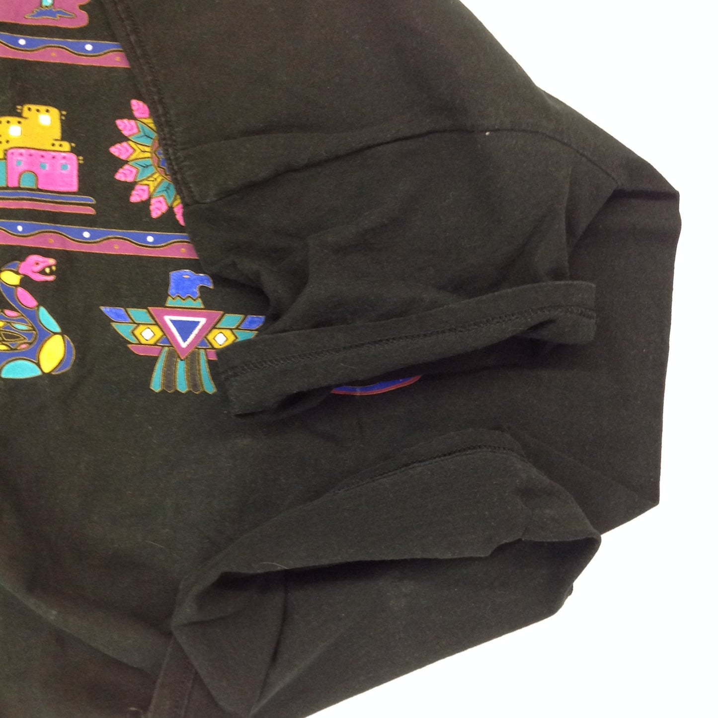 Vintage 1990's Jerzees Preshrunk Cotton Adult Large Short-Sleeve Black Hot Pastel Southwest Graphics San Antonio Texas