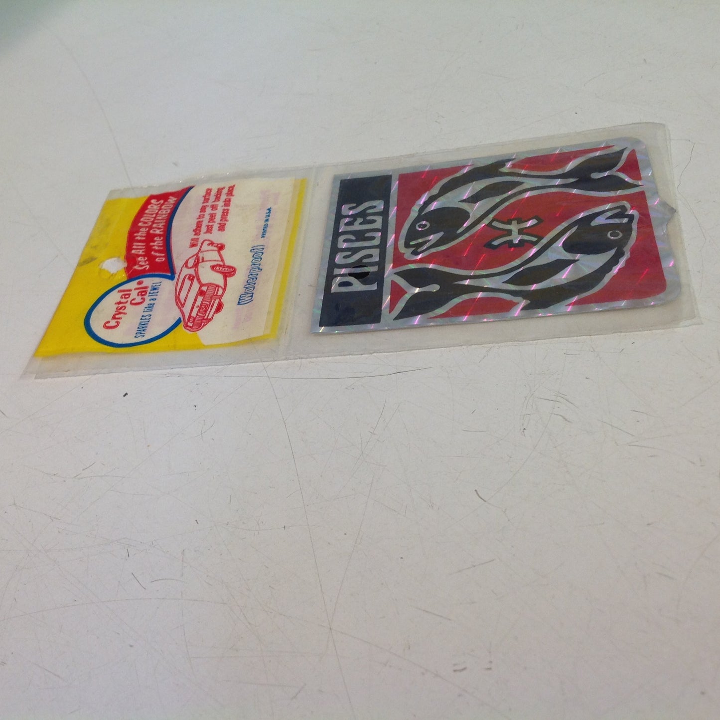 Vintage NOS Prismatix Decal Crystal Cal Red Pisces