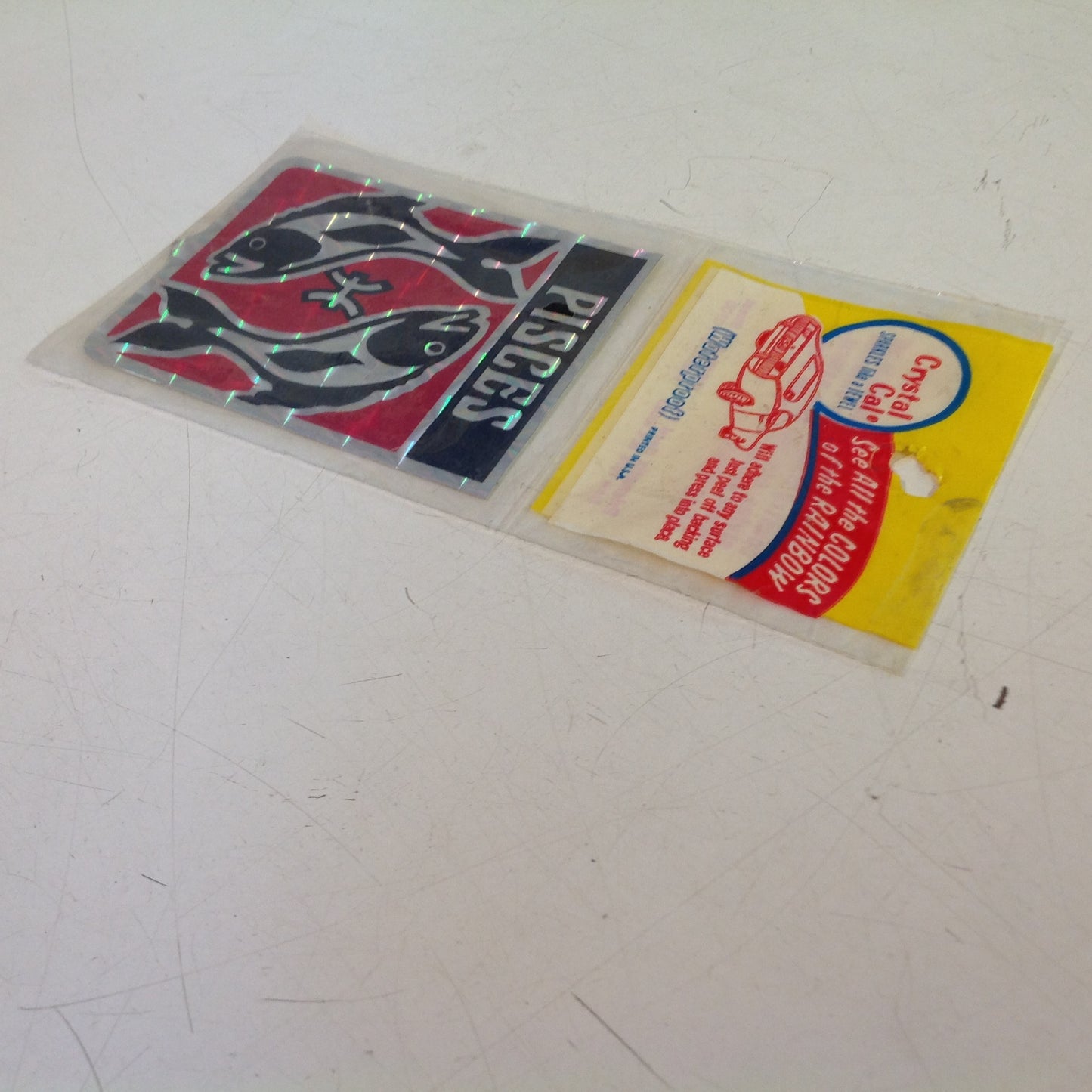 Vintage NOS Prismatix Decal Crystal Cal Red Pisces