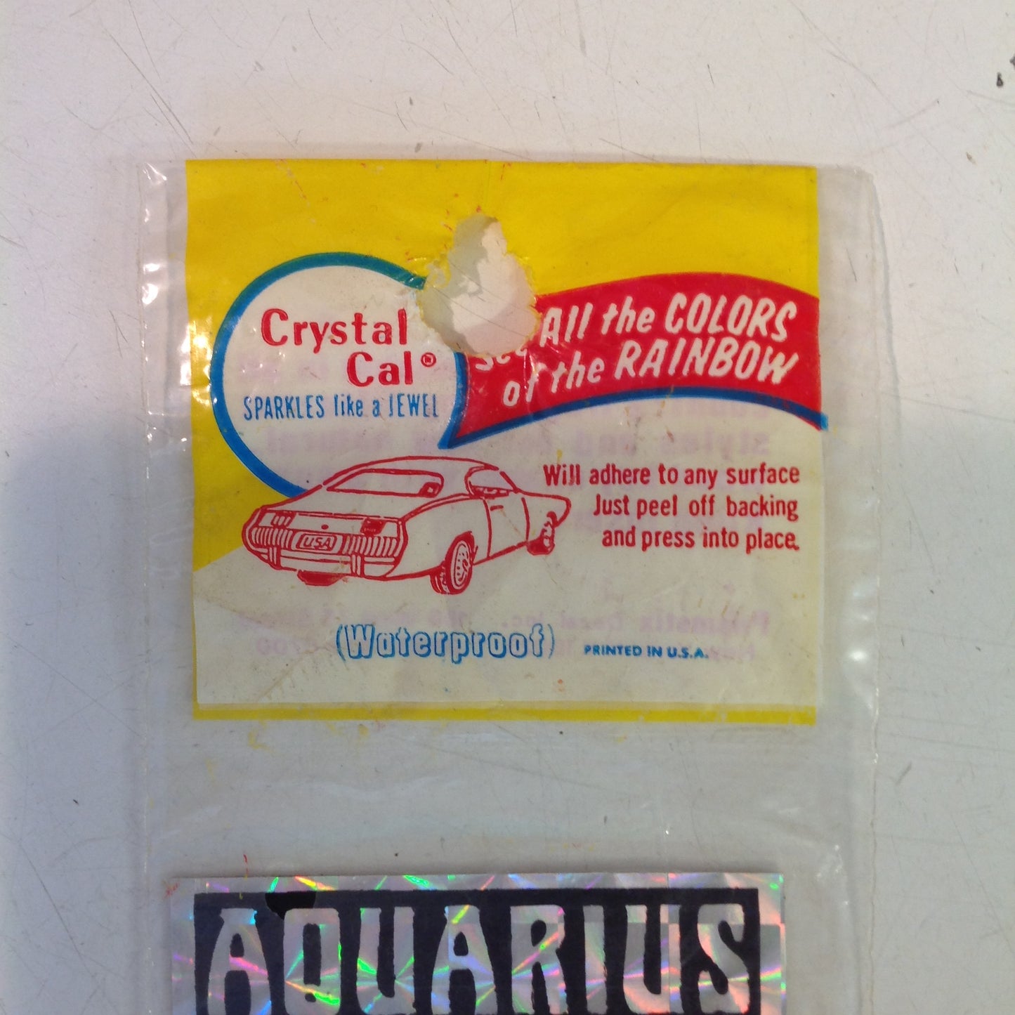 Vintage NOS Prismatix Decal Crystal Cal Blue Aquarius