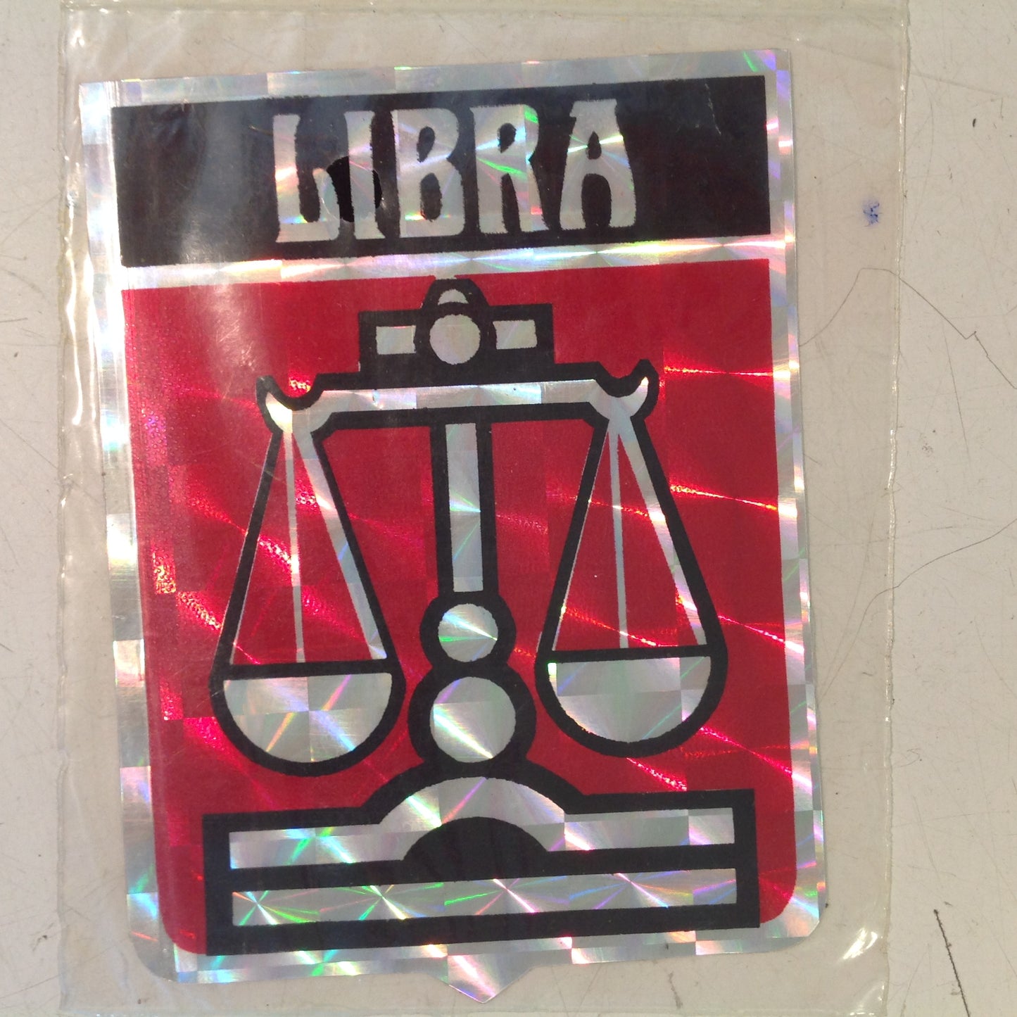 Vintage NOS Prismatix Decal Crystal Cal Red Libra