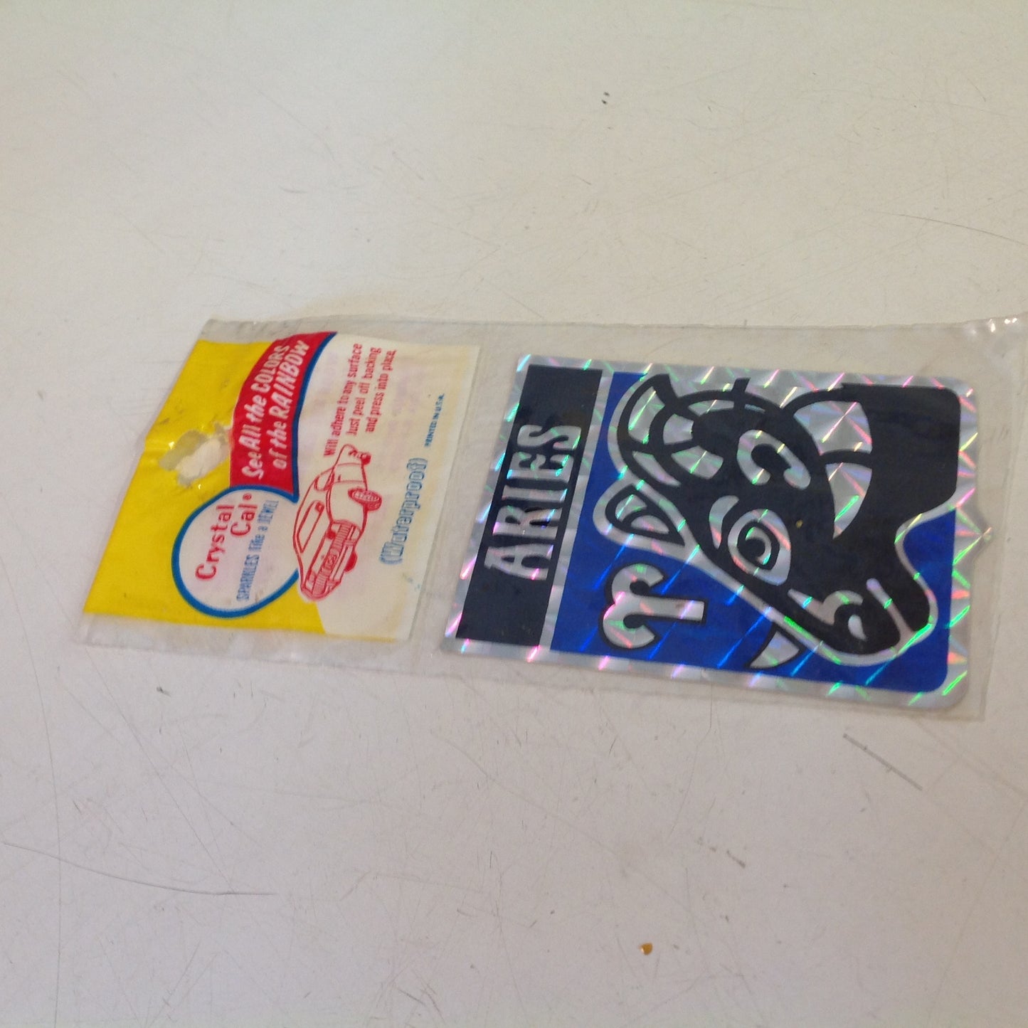 Vintage NOS Prismatix Decal Crystal Cal Blue Aries