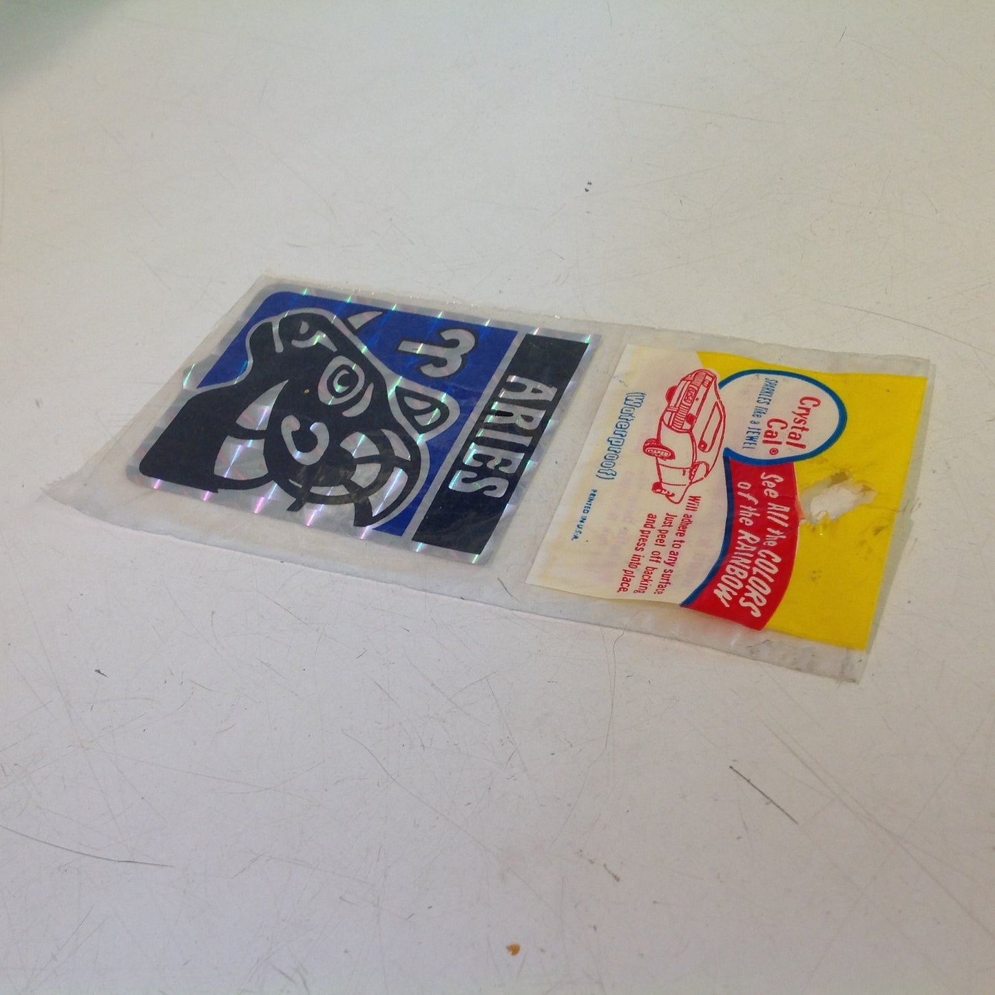 Vintage NOS Prismatix Decal Crystal Cal Blue Aries