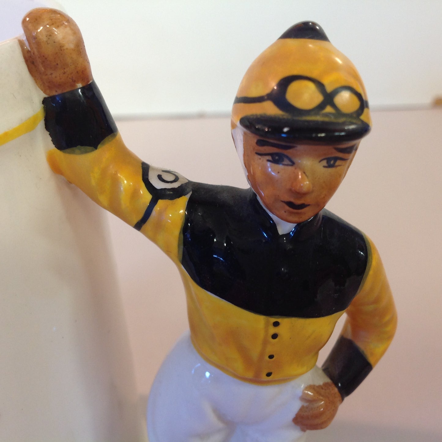 Vintage Souvenir Porcelain Horse Racing Mug Gold Jockey #3 Race Parks Logos