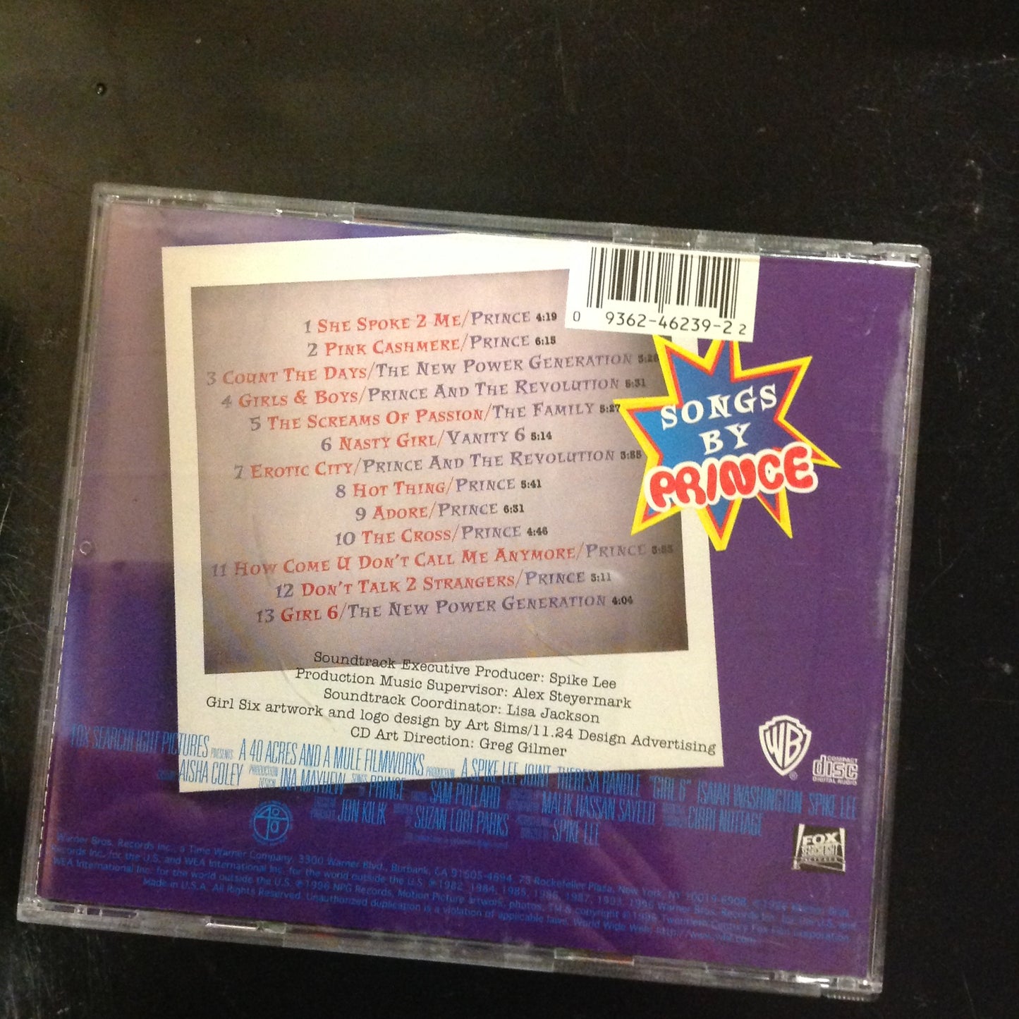 CD Music From The Motion Picture Girl 6 By Prince Warner Bros 946239-2 Movie Soundtrack
