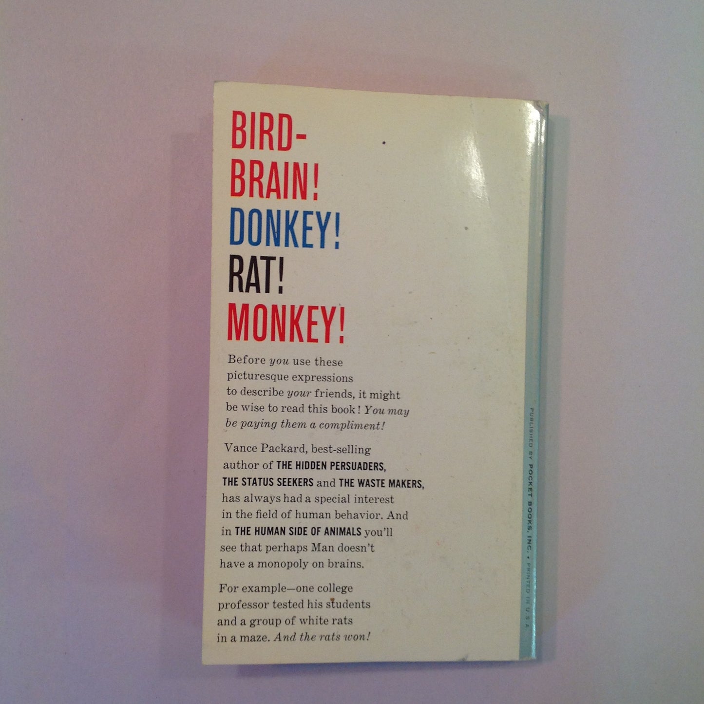 Vintage 1961 Mass Market Paperback The Human Side of Animals Vance Packard Pocket Books